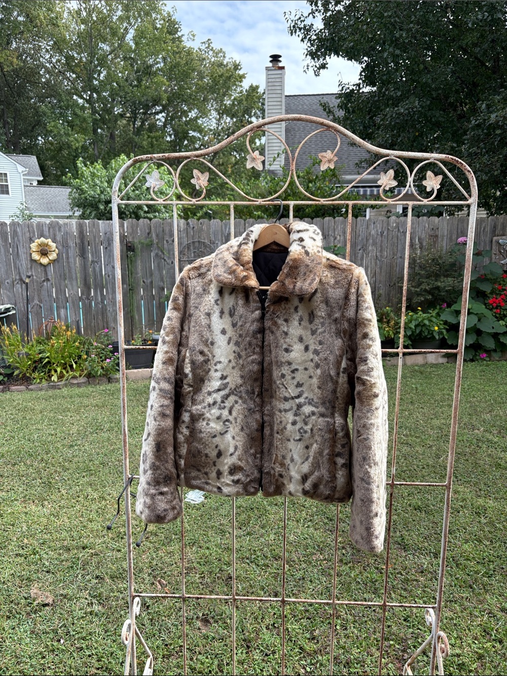 Preston & York Leopard-Print Faux Fur Jacket - Brown Tones REVERSIBLE